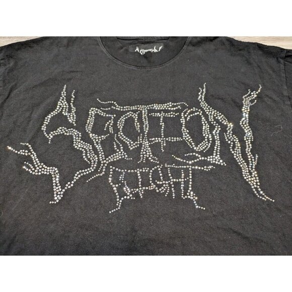 Section Eight Medium T Shirt Black Rhinestones Eight Ball Anime Girl Graphic - Picture 3 of 9